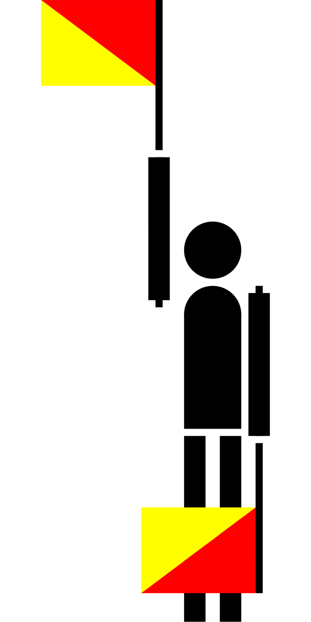 Semaphore Flag Letter D or Number 4 | SVG Vector Elements