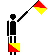Semaphore Flag Letter E or Number 5