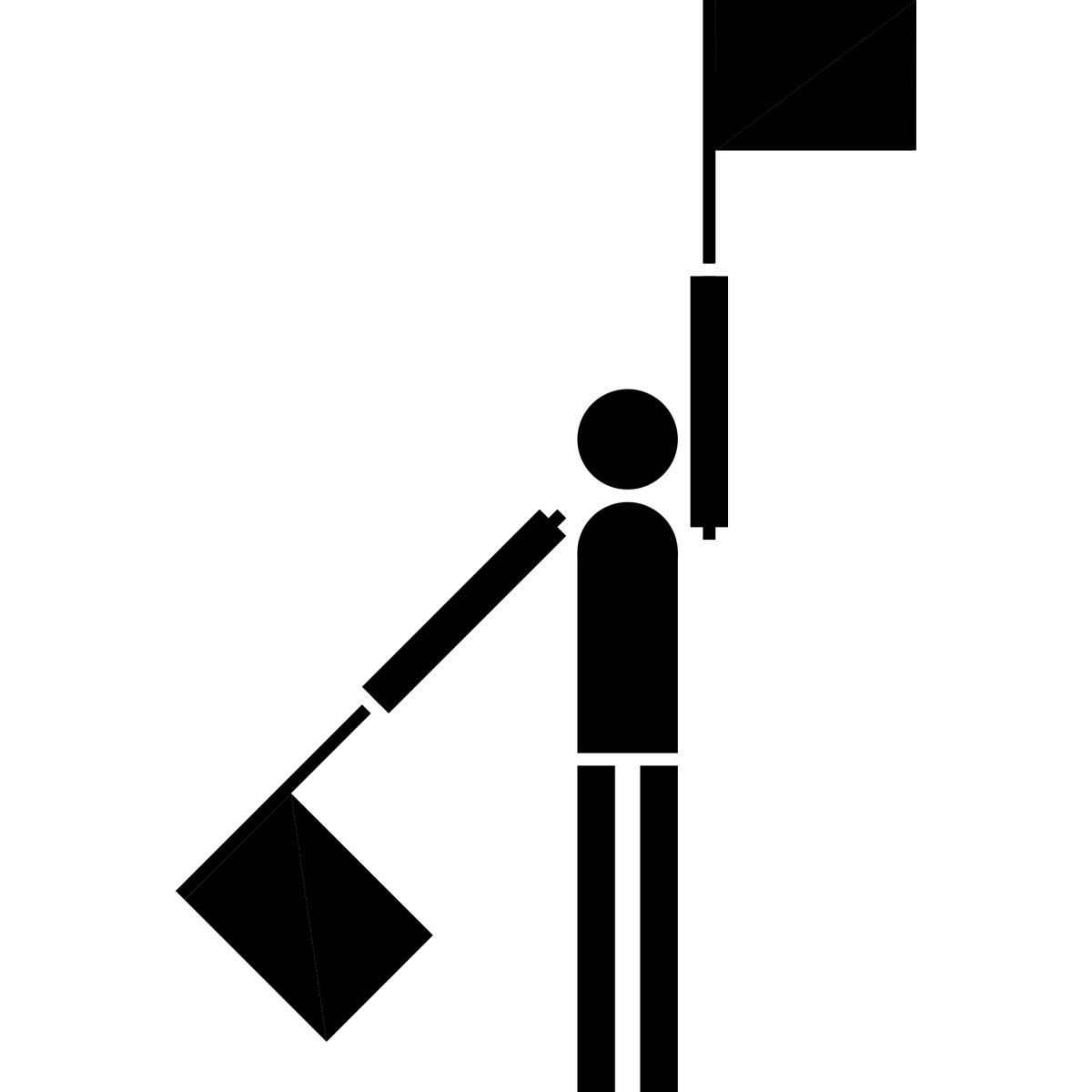 Semaphore Flag Letter K or Number 0 | SVG Vector Elements