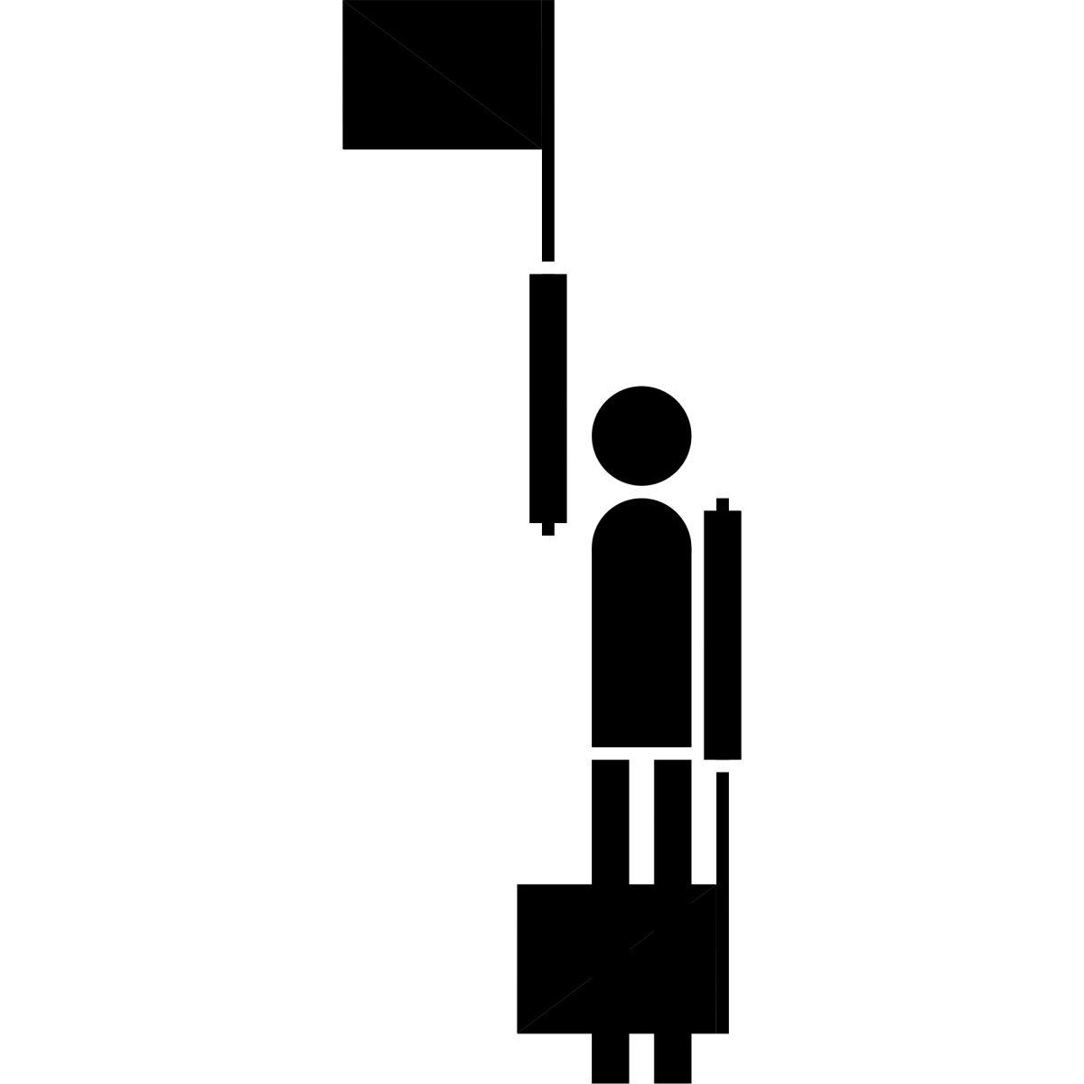 Semaphore Flag Letter D or Number 4 | SVG Vector Elements