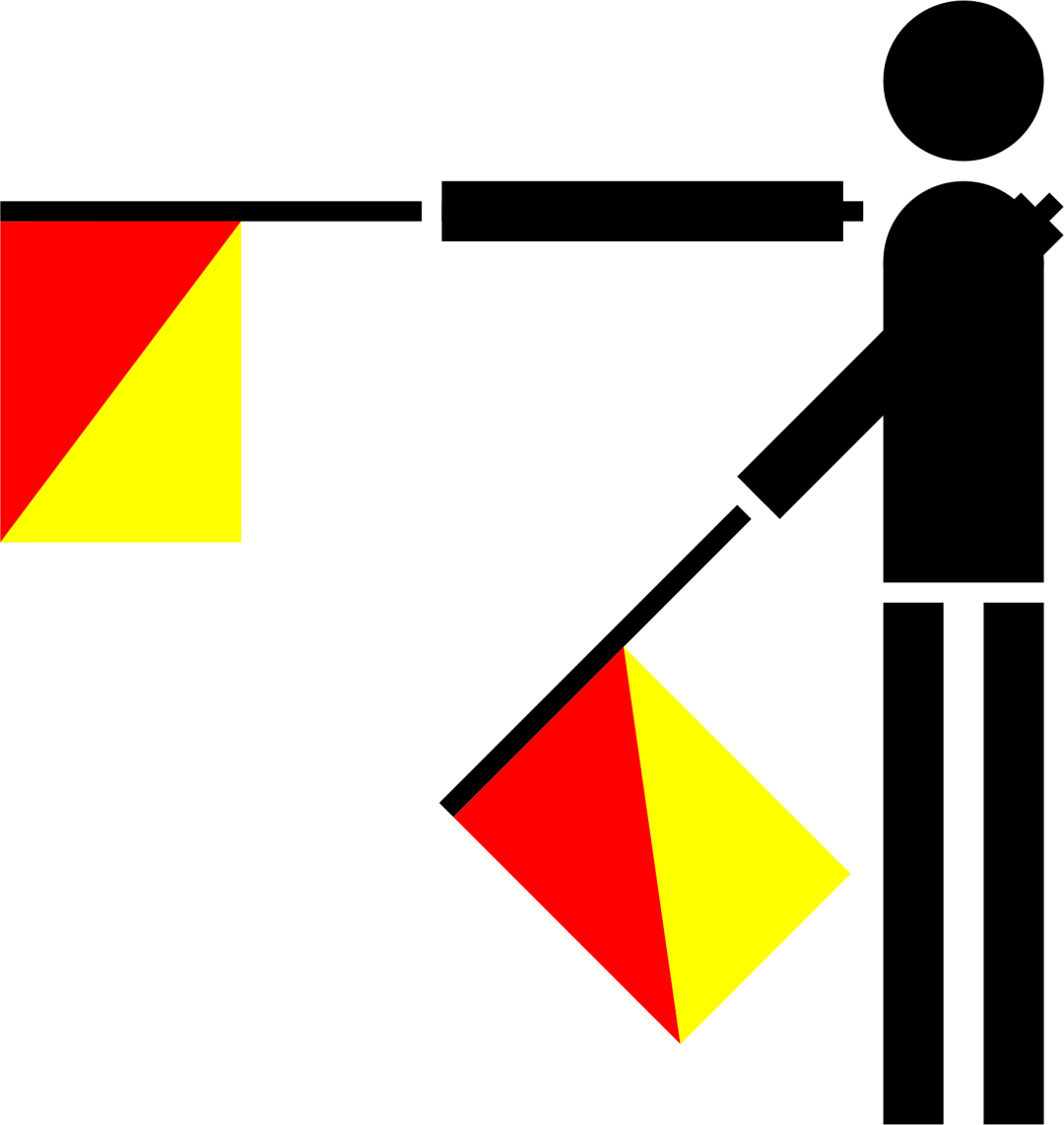 Semaphore Flag Letter H or Number 8 | SVG Vector Elements